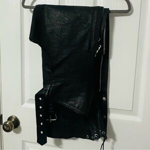 Black Leather Motorcycle Chaps